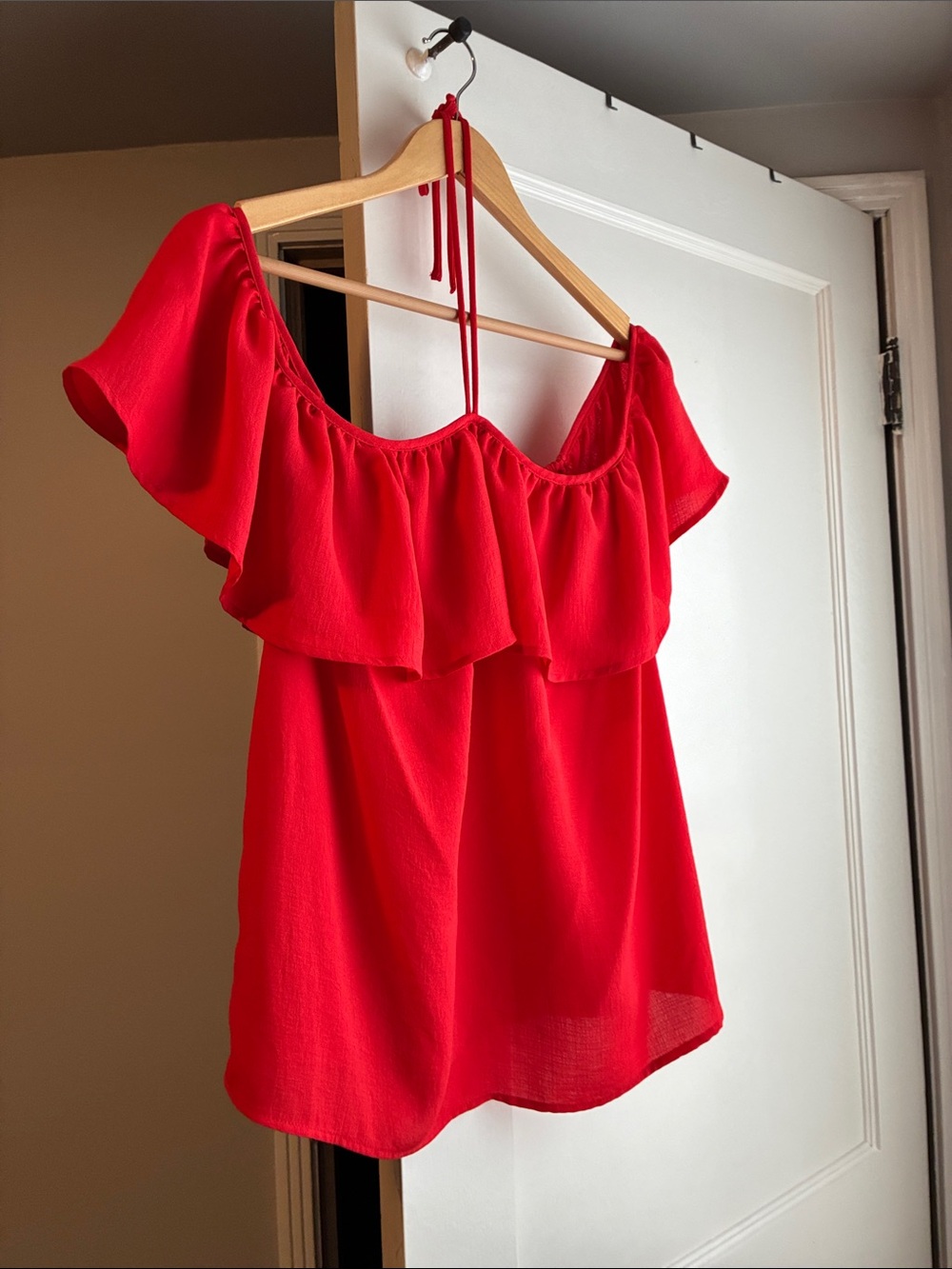 Jack by BB Dakota Red Off-Shoulder Ruffle Camisole